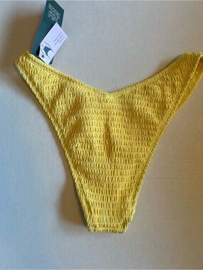 Wild Fable Yellow Textured Bikini Bottoms Size S